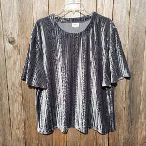 World Market L XL Top Gray Velvet Flutter Whimsigoth Mod Indie Glam Minimalist